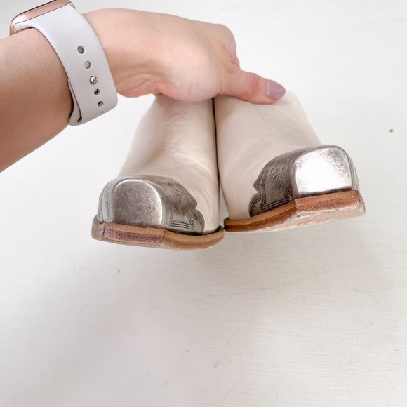 Free People Cream Leather Brayden Western Mule in Bone Cowboy Size 37.5 US 7.5 - Picture 5 of 10